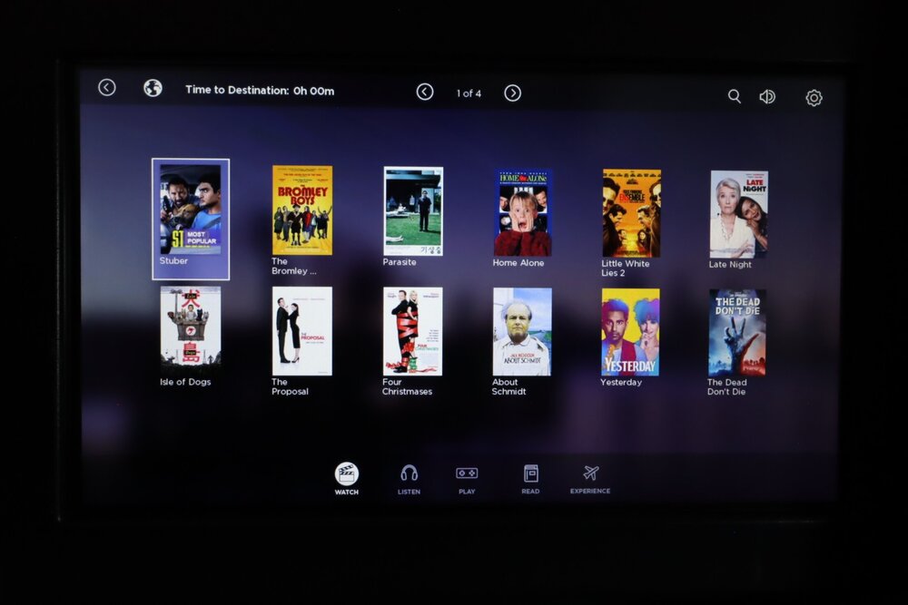 Virgin Australia business class – Movie selection