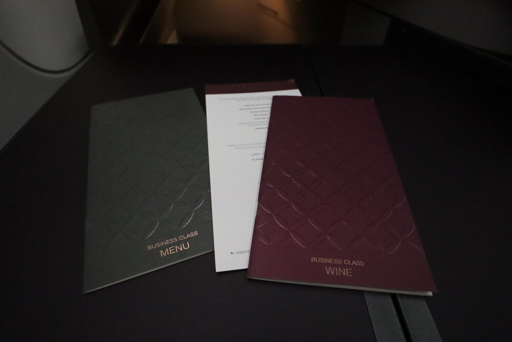 Qatar Airways A350 Qsuites business class – Menus