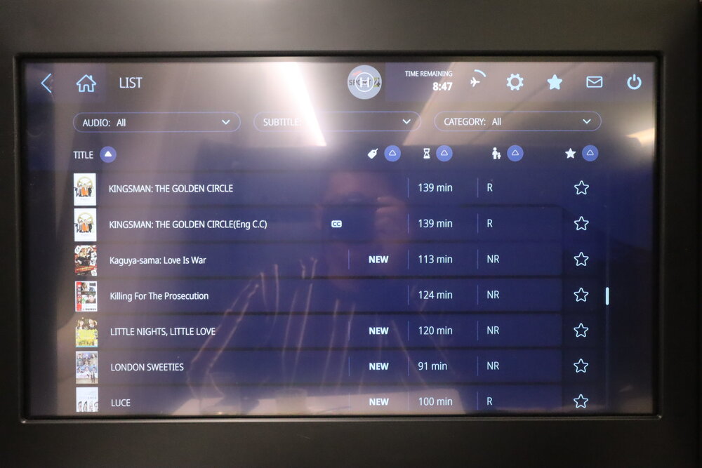 ANA 777 new business class – Movie selection