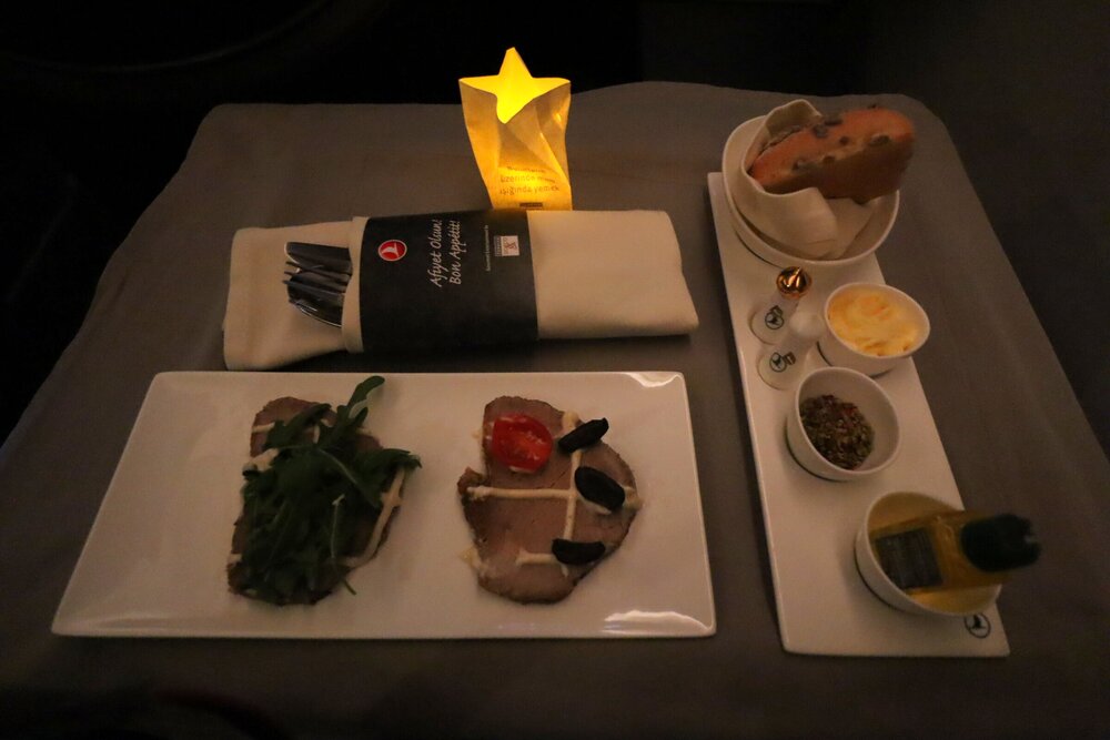 Turkish Airlines 787 business class – Roast beef appetizer