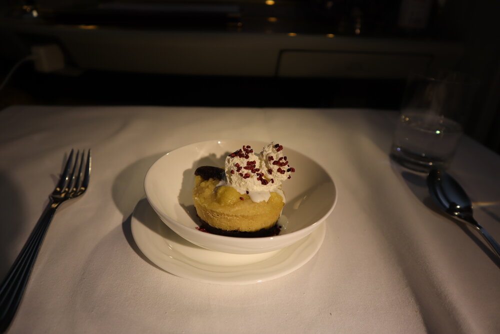 Emirates A380 First Class – Chocolate ricotta pudding