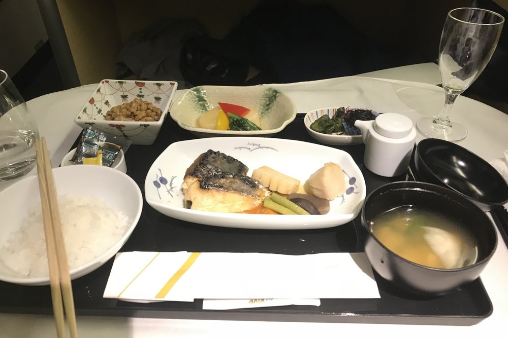 ANA First Class – Pre-arrival Japanese meal