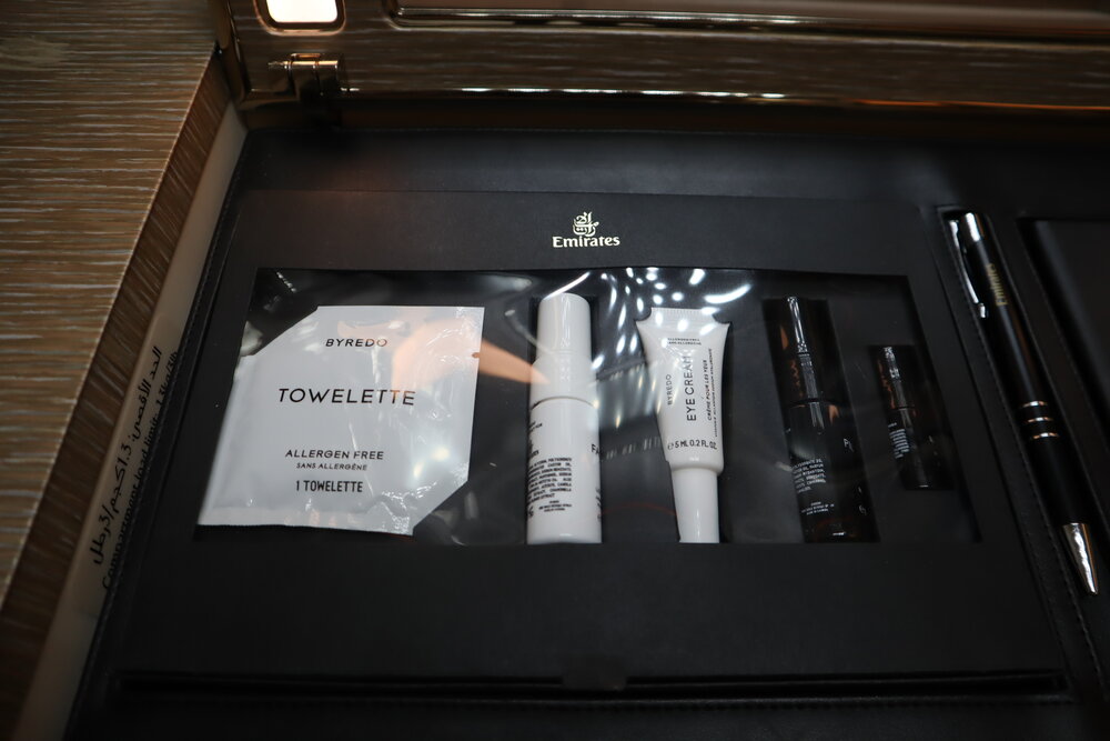 Emirates 777 New First Class – Byredo skincare amenities