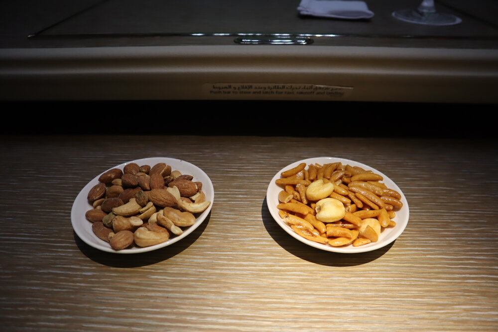 Emirates 777 New First Class – Mixed nuts and snacks