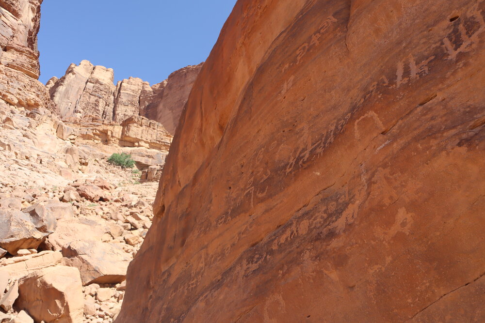 Nabatean inscriptions on the rocks