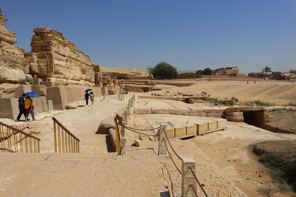 Walkway to the Sphinx viewing site and ancient irrigation system