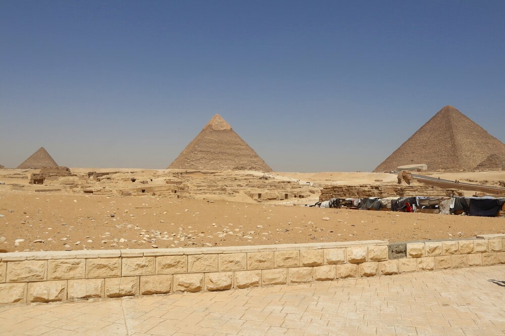 View of the Pyramids upon departure