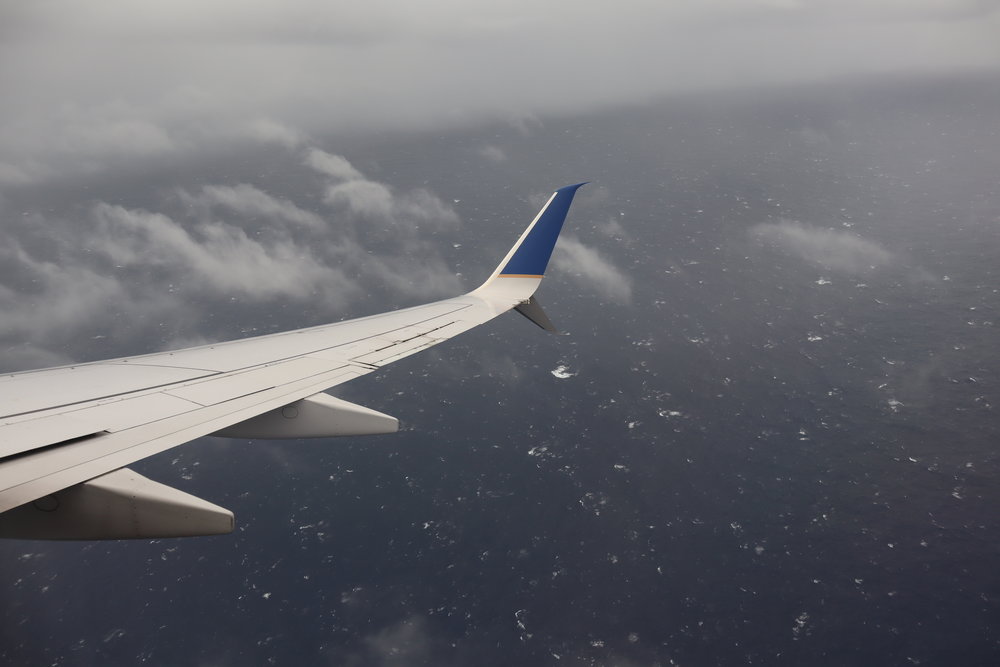 United Flight 155 – Views of the ocean upon go-around from Kosrae