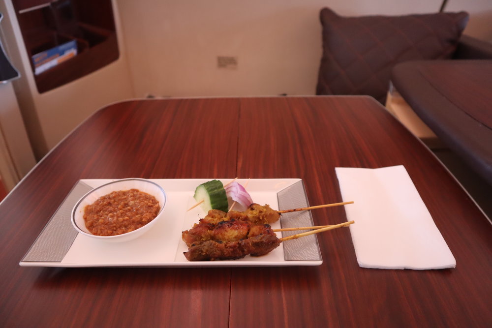 Singapore Airlines Suites Class – Chicken and lamb satay