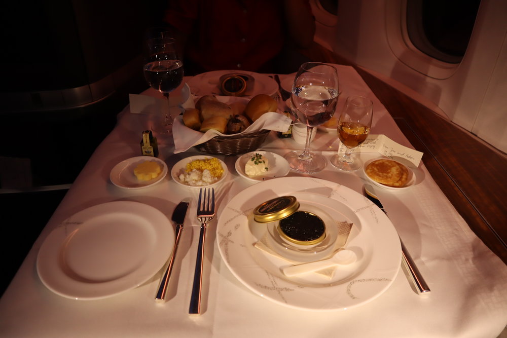 Cathay Pacific First Class – Caviar and champagne