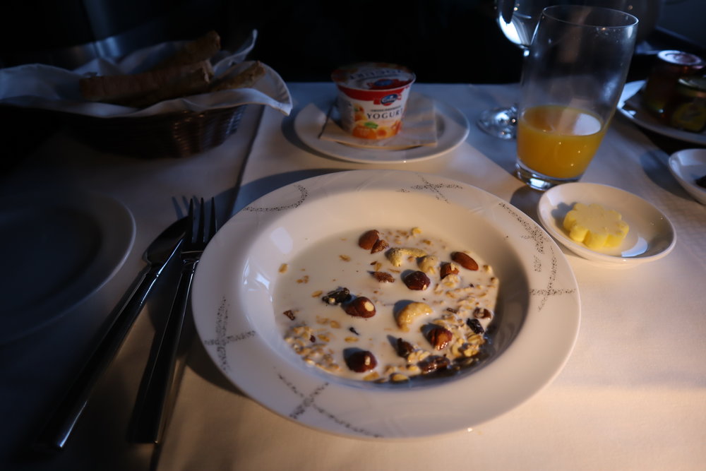 Cathay Pacific First Class – Muesli and yogurt