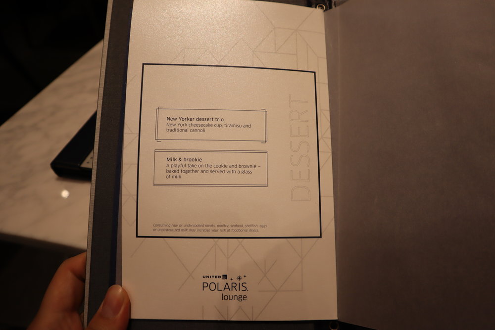 United Polaris Lounge Newark – Menu