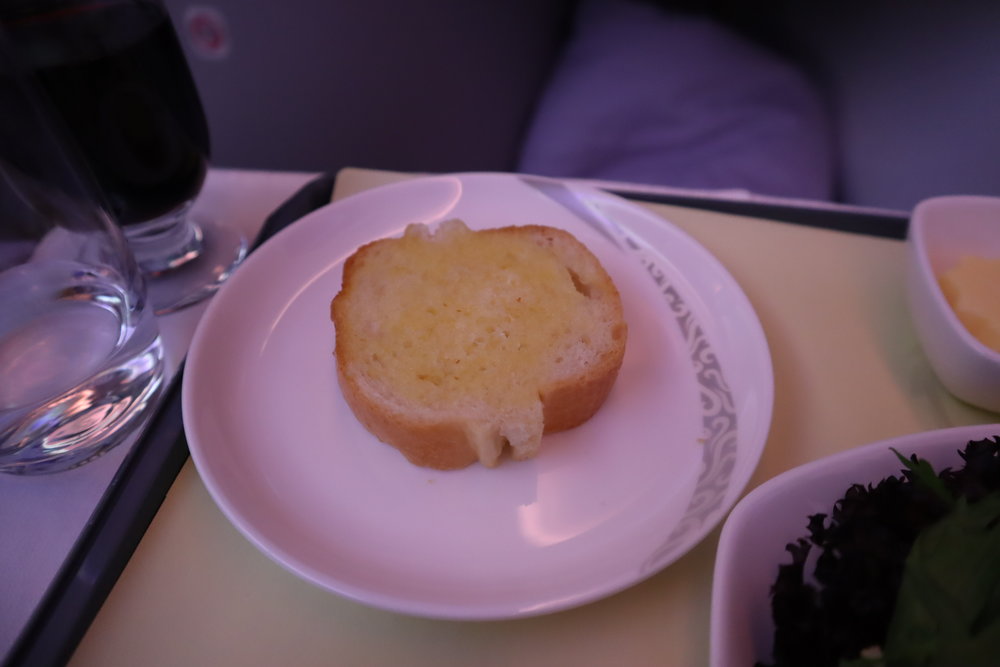 Air China business class – Garlic bread