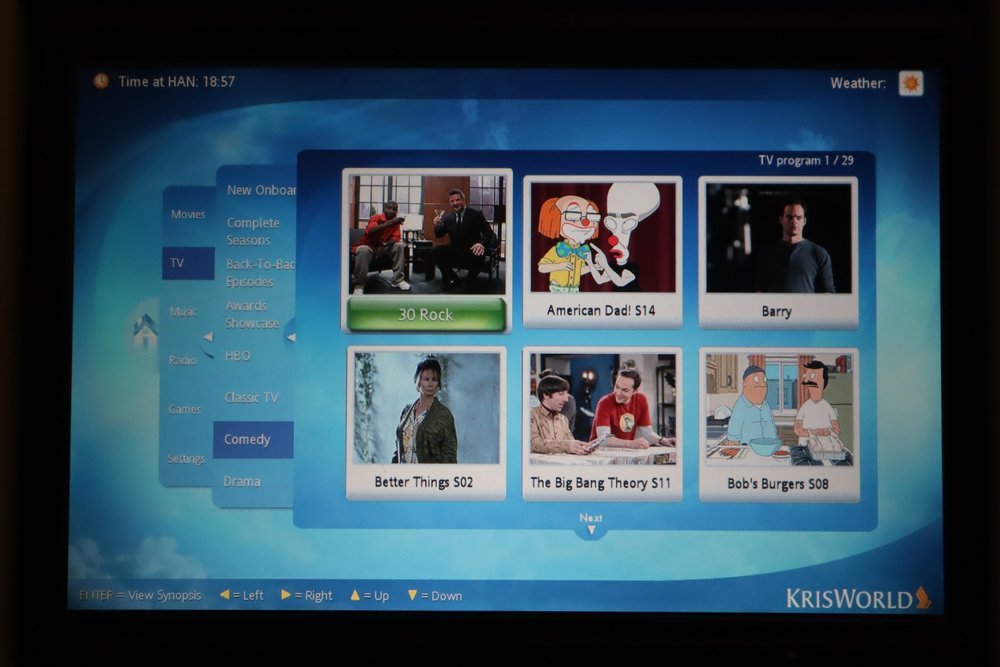 Singapore Airlines A330 business class – TV selection