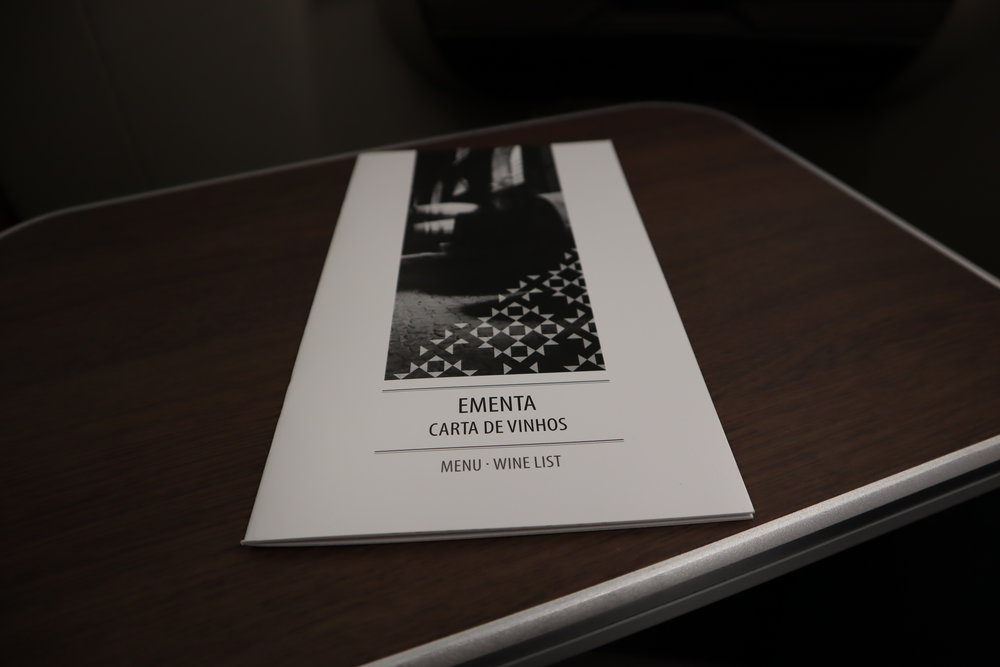 TAP Air Portugal business class – Menu