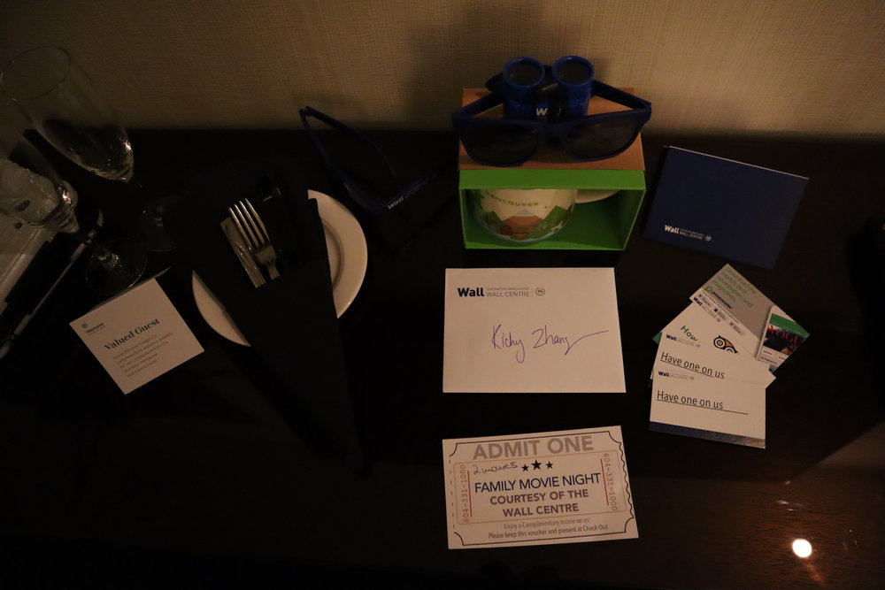 Sheraton Vancouver Wall Centre – Complimentary goodies