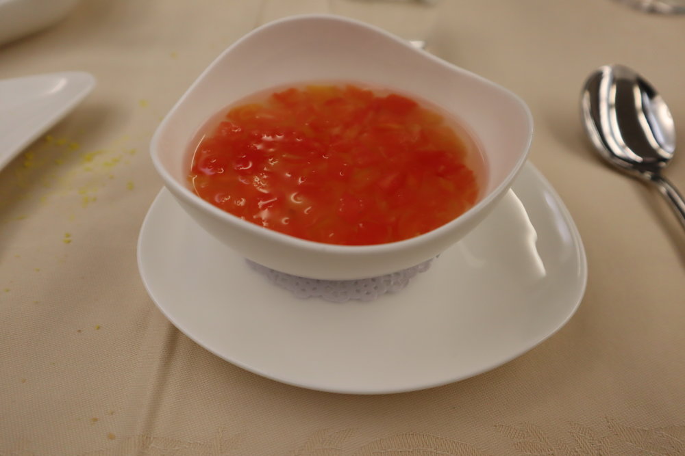 Asiana Airlines First Class – Tomato consommé