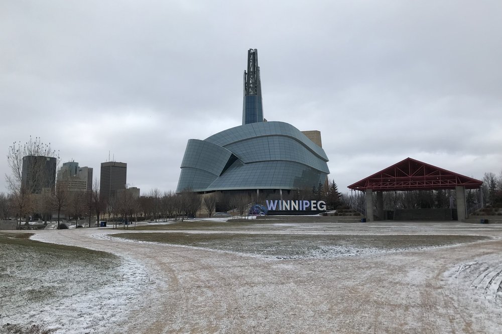 Winnipeg sign and the Canadian Human Rights Museum