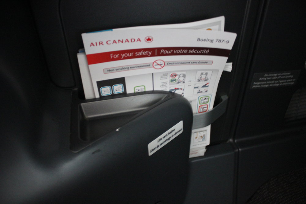 Air Canada business class – Literature pocket