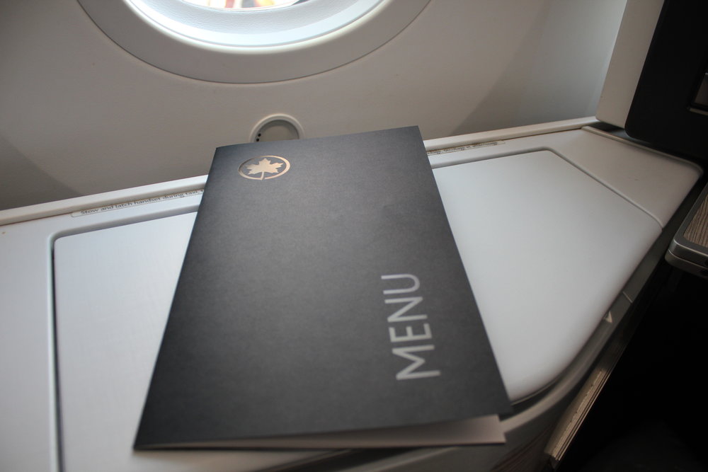 Air Canada business class – Menu