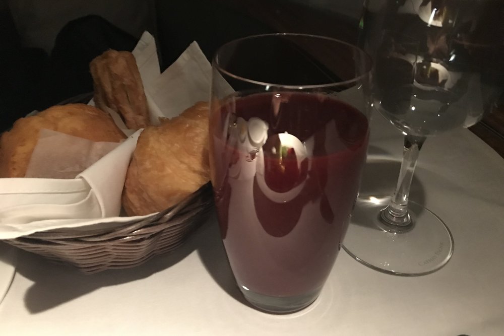 Cathay Pacific First Class – Breadbasket and forest berry smoothie