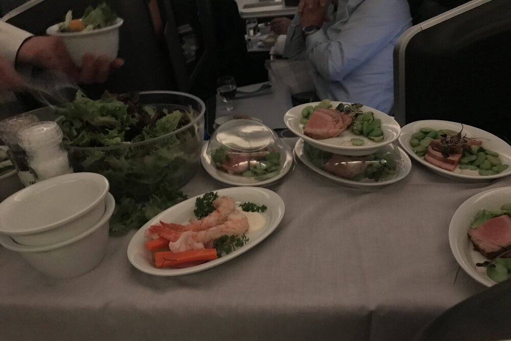 SAS business class – Salad plated at your seat