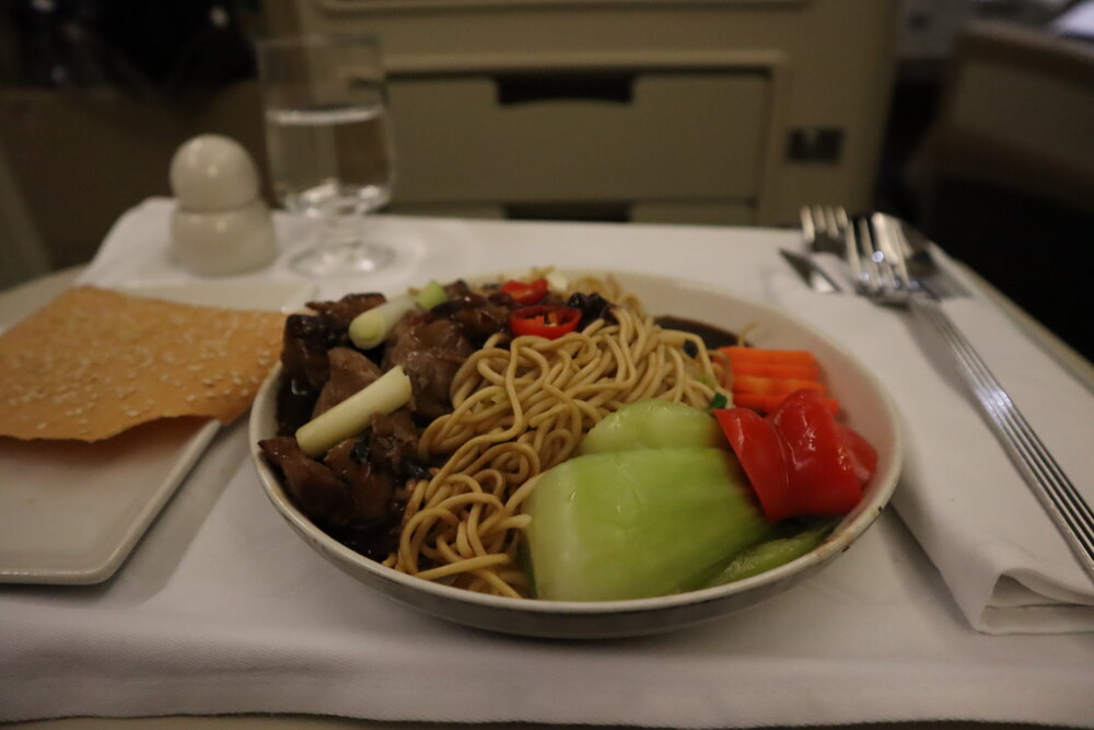 Singapore Airlines business class – Dinner