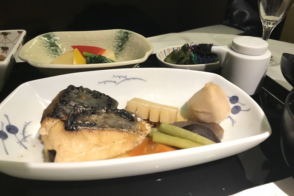 ANA First Class – Miso-grilled Spanish mackerel