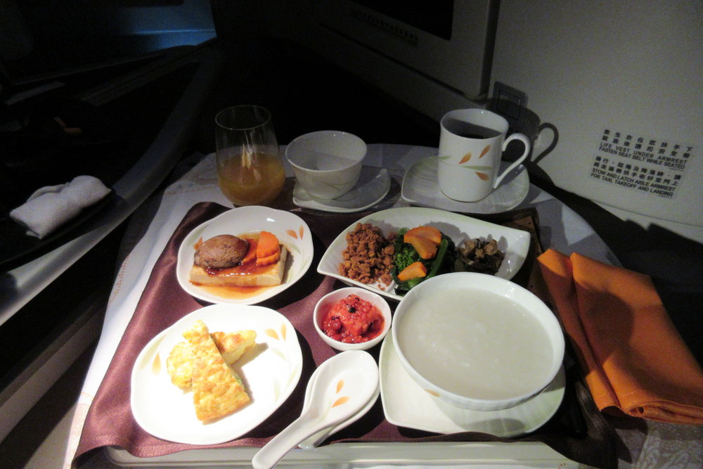 EVA Air business class Toronto to Taipei – Chinese breakfast