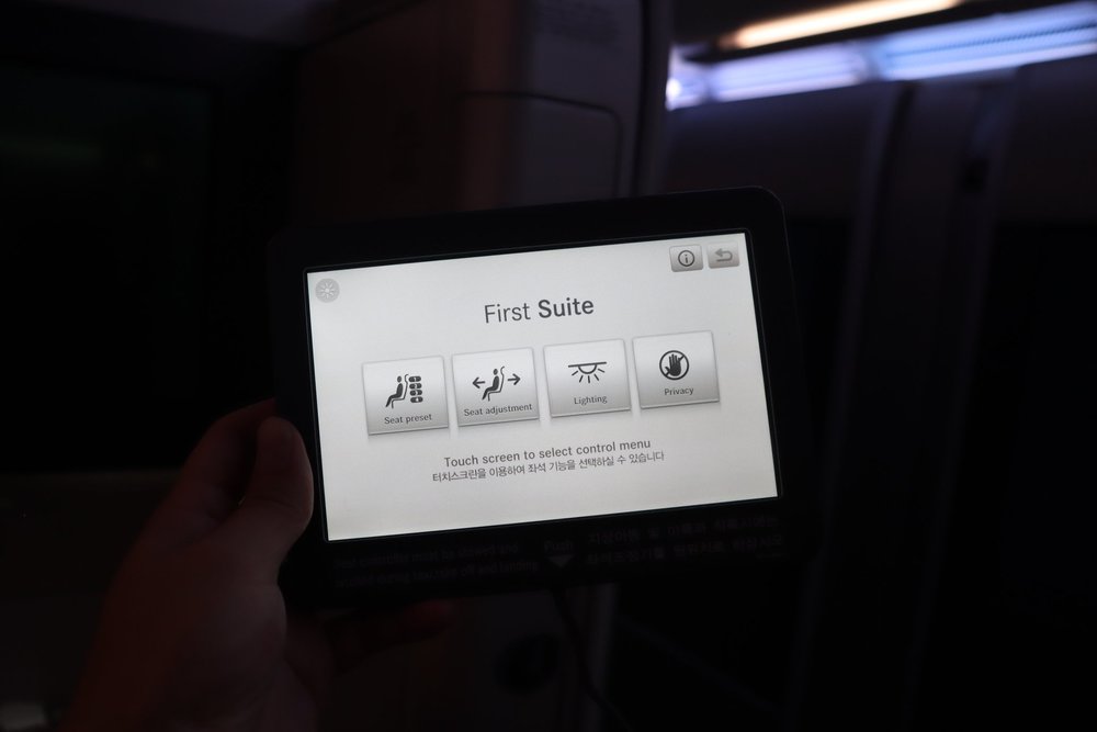 Asiana Airlines First Class – Seat controller tablet