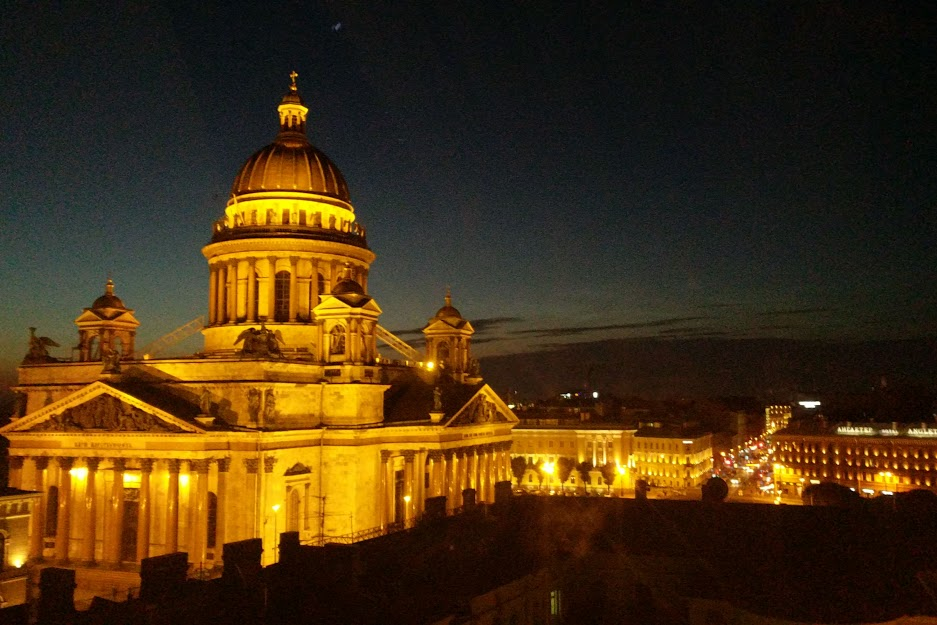 View of St. Isaac’s Cathedral in Saint Petersburg, Russia, from our room at the Renaissance Baltic Hotel , July 2018.