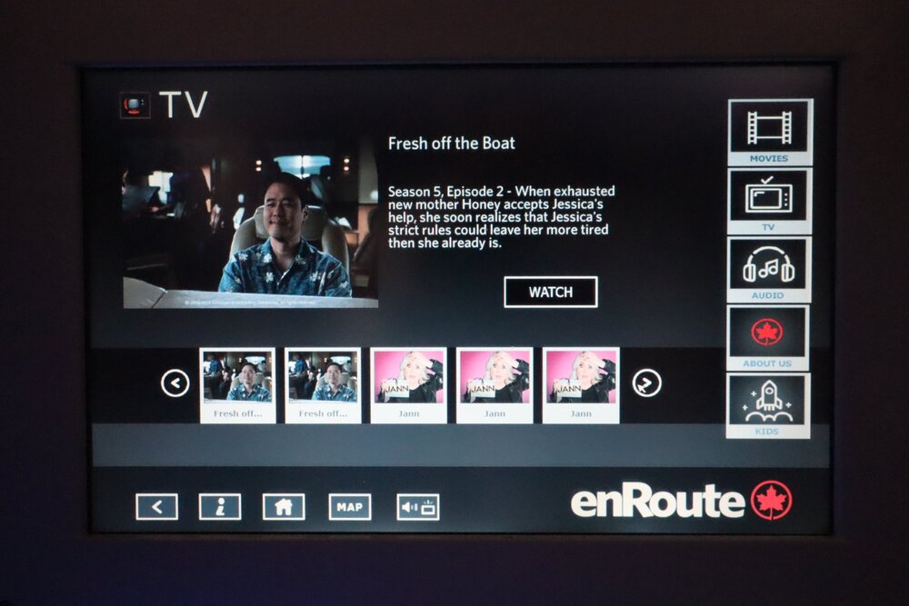 Air Canada A330 business class – TV selection