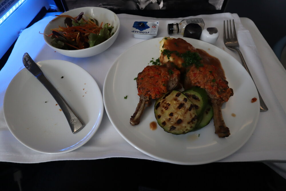 Air Canada A330 business class – Chimichurri lamb chops