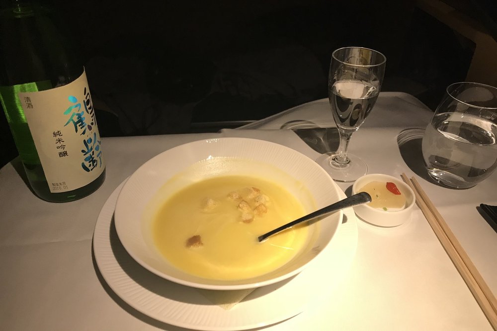 ANA First Class – Sweet corn soup