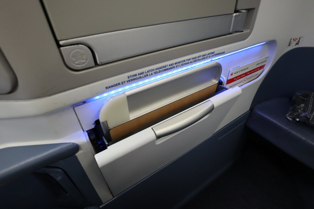 Air Canada A330 business class – Tray table