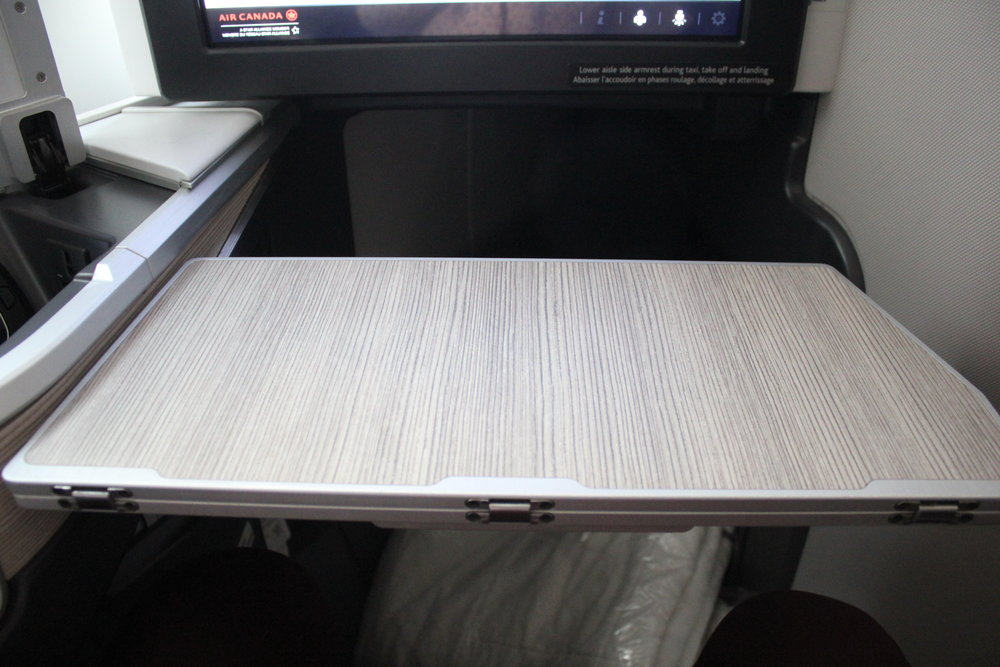 Air Canada business class – Tray table extended fully