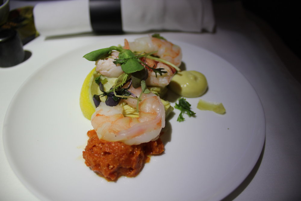 Air Canada business class – Lobster and shrimp appetizer