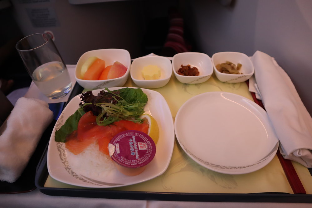 Air China business class – Salmon and vermicelli salad