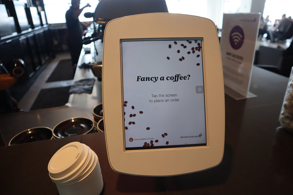 Air New Zealand Lounge Auckland – Tablet for ordering coffee