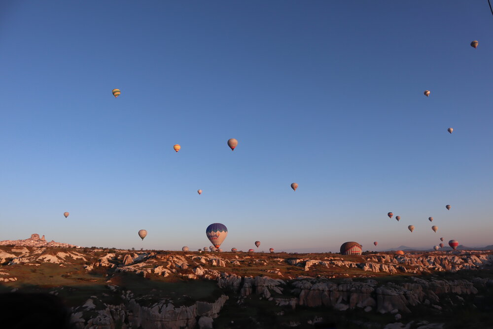 Hot air balloons at sunrise