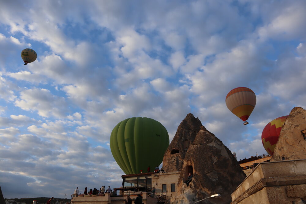 Looking at the hot air balloons