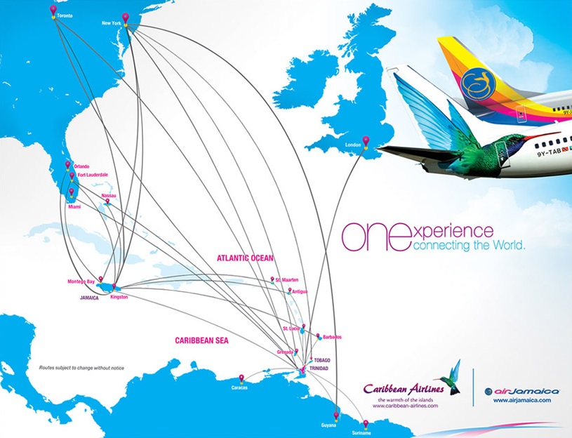 Caribbean Airlines Route Map