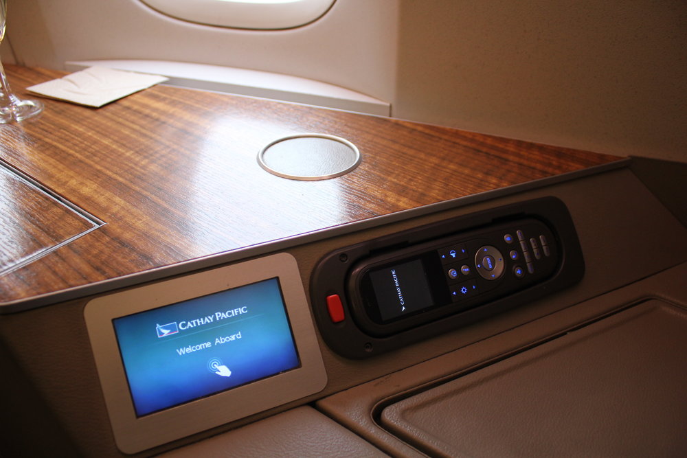 Cathay Pacific First Class – Seat and entertainment controls