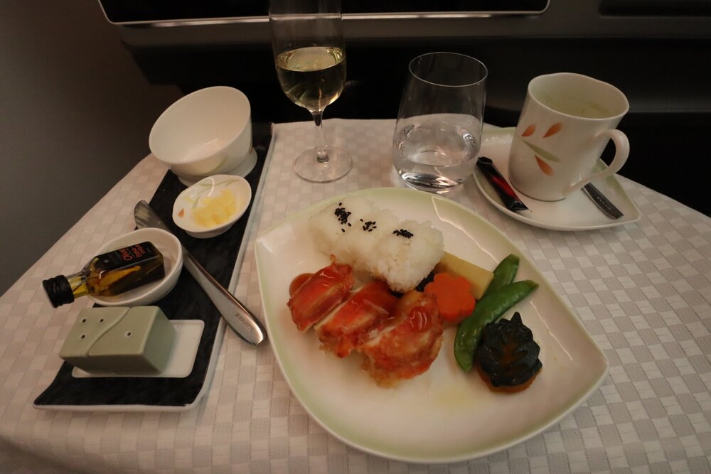 EVA Air 787 business class – Deep-fried lobster in teriyaki sauce