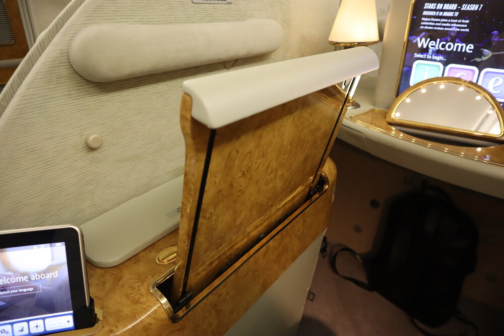 Emirates A380 First Class – Tray table