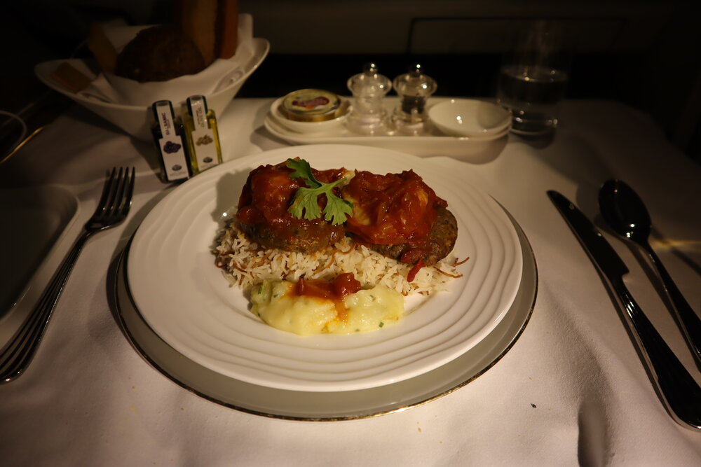 Emirates A380 First Class – Lamb kofta