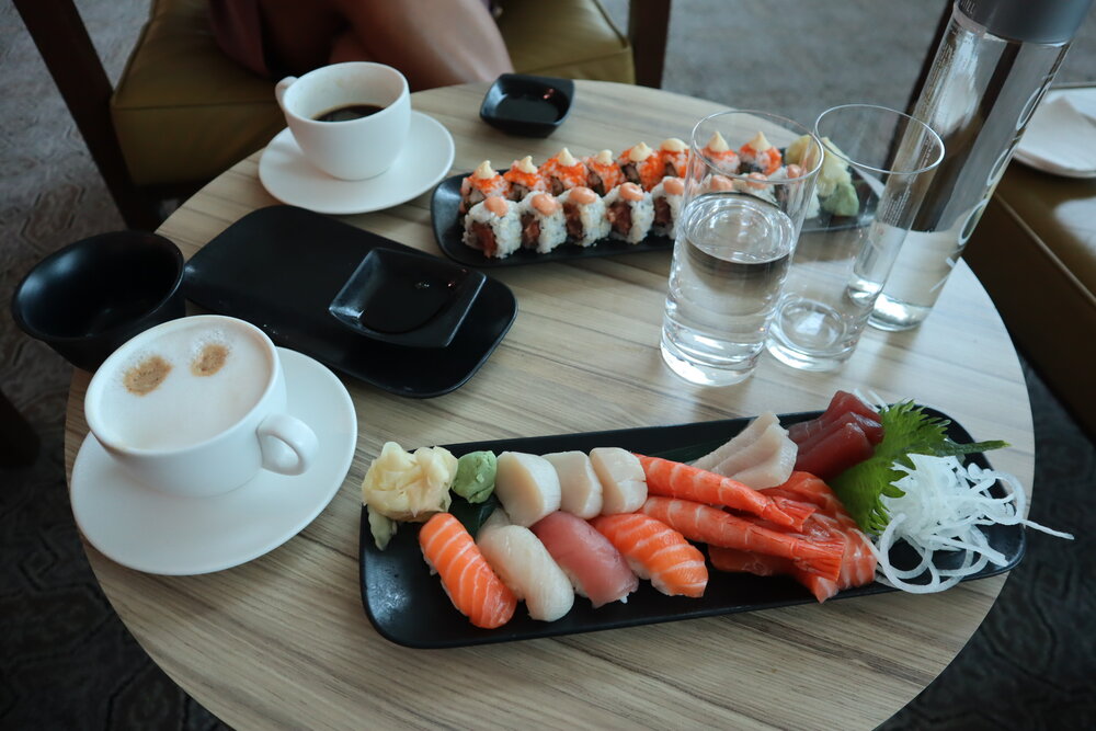 Emirates First Class Lounge Dubai (Concourse B) – Sushi dishes