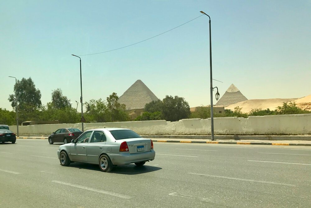 View of Pyramids on approach