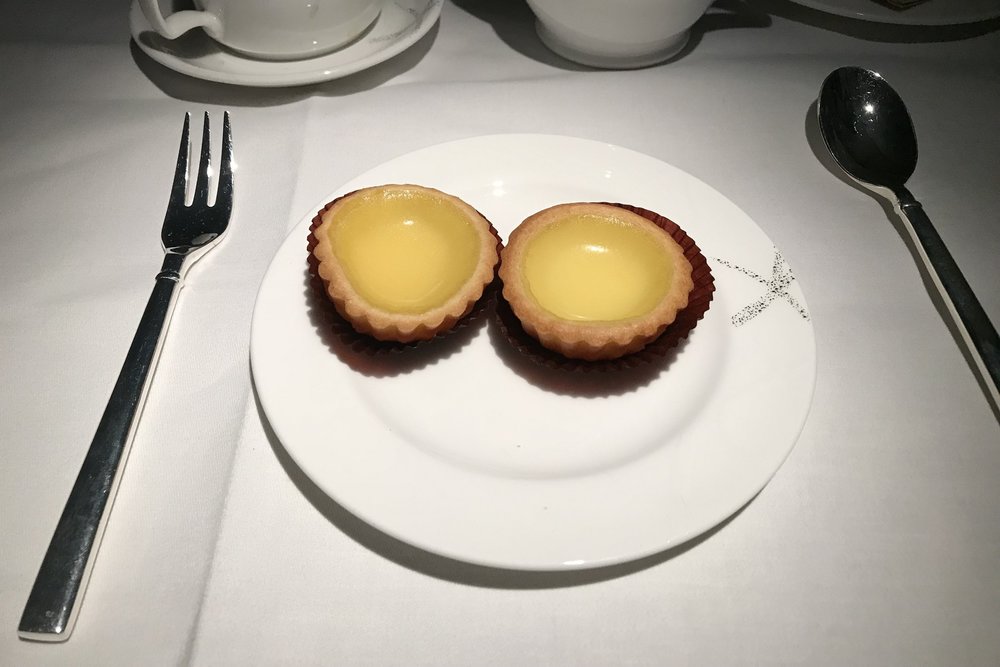 Cathay Pacific First Class – Hong Kong-style egg tarts