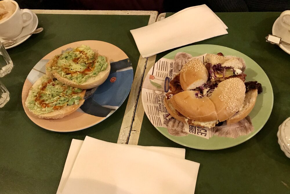 Bagels and coffee at Jungle Juice Bar